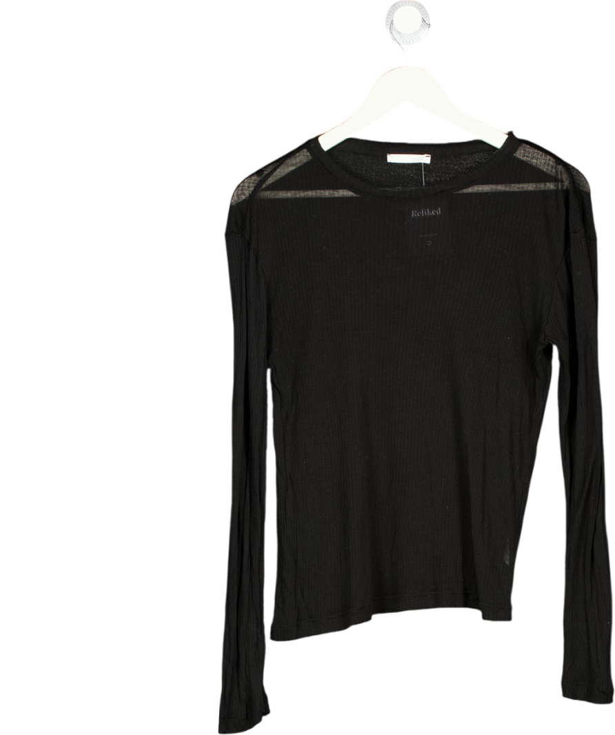 ZARA Black Sheer Long Sleeve Top UK S
