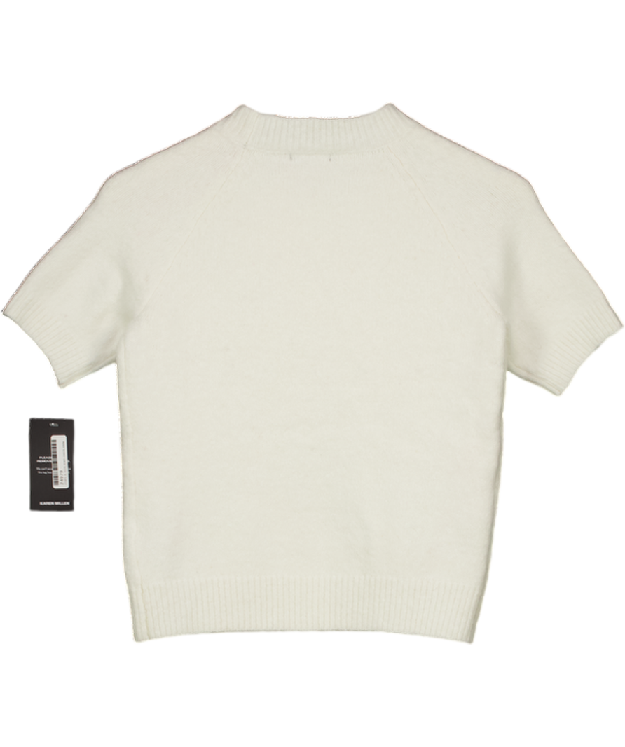 Karen Millen Cream Archive Floral Embellished Cosy Wool Blend Top UK XS