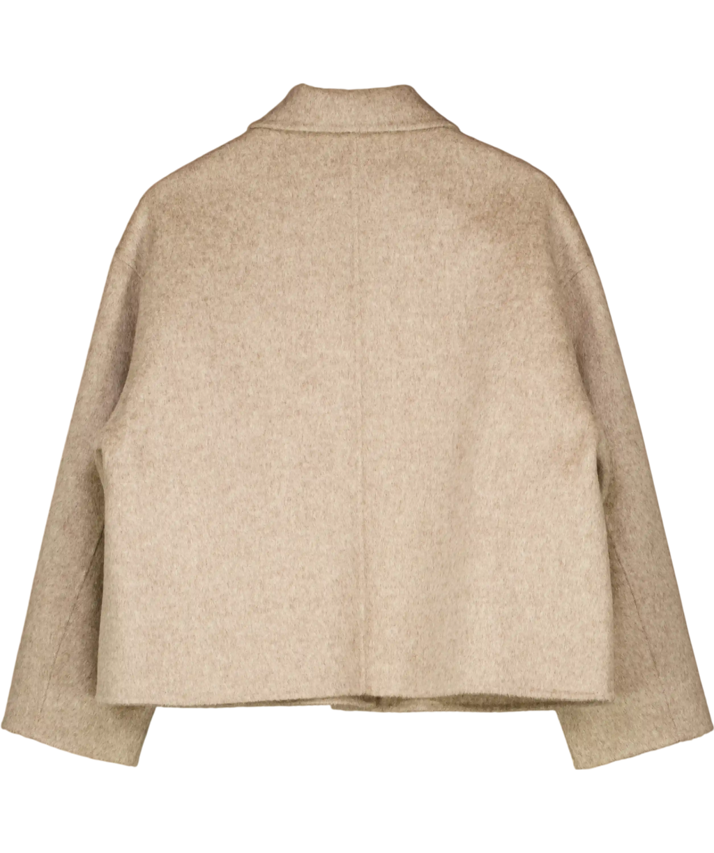 Hush Oatmeal Beige Pure 100% Wool Double Faced Jacket UK L/XL
