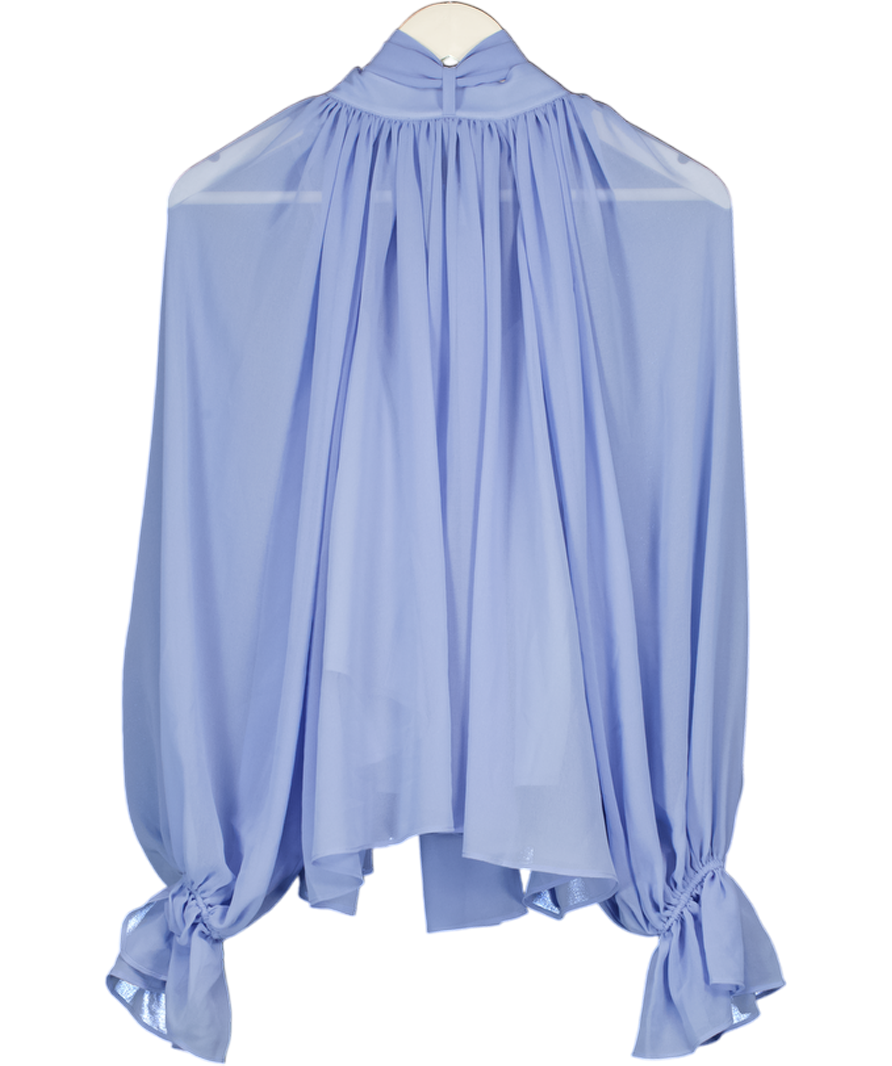 LEEM Cornflower Blue Tie Neck Blouse UK M