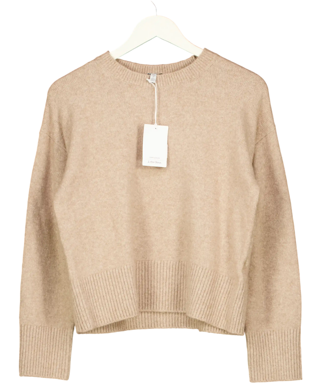 & Other Stories Relaxed Wool Blend Jumper In Taupe Beige UK S