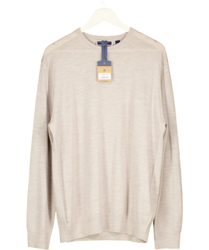 CHARLES TYRWHITT Pure Merino Crew Neck Jumper - Limestone Beige UK L