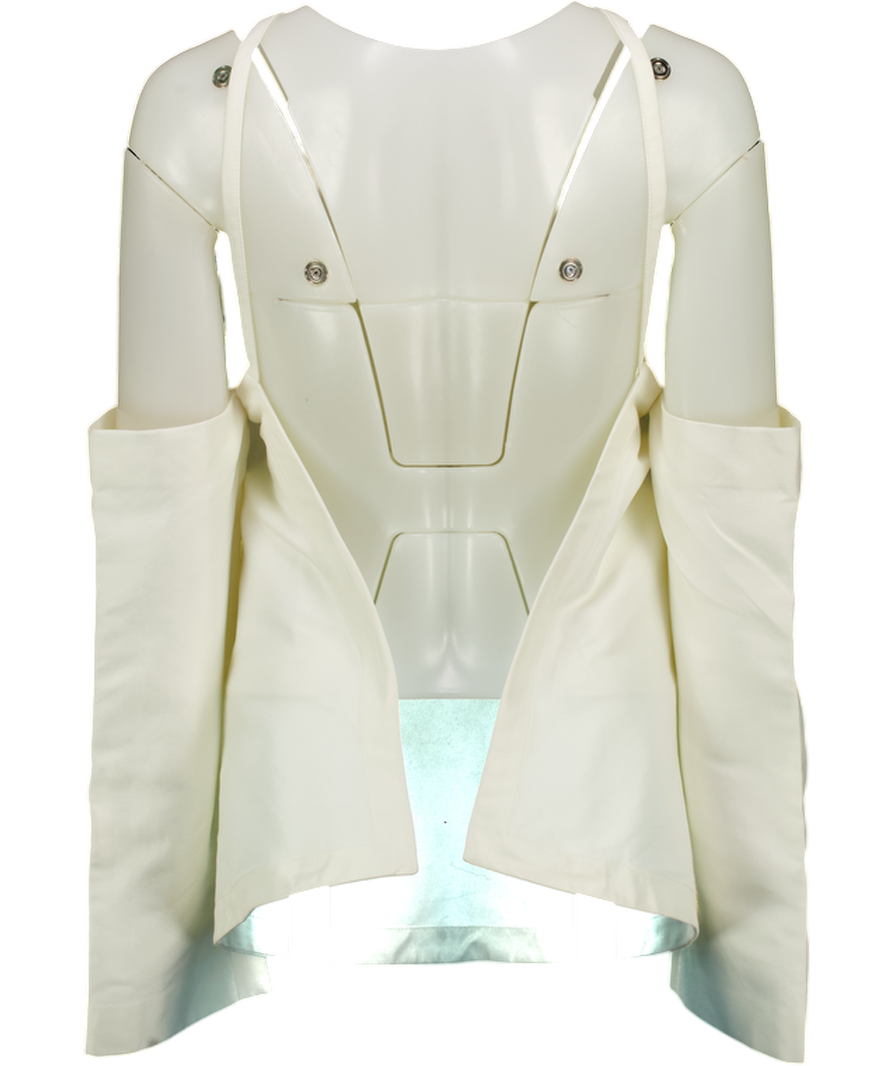 SOLACE LONDON Sasha Cut-out Bonded Jersey Top In Ecru White UK 6