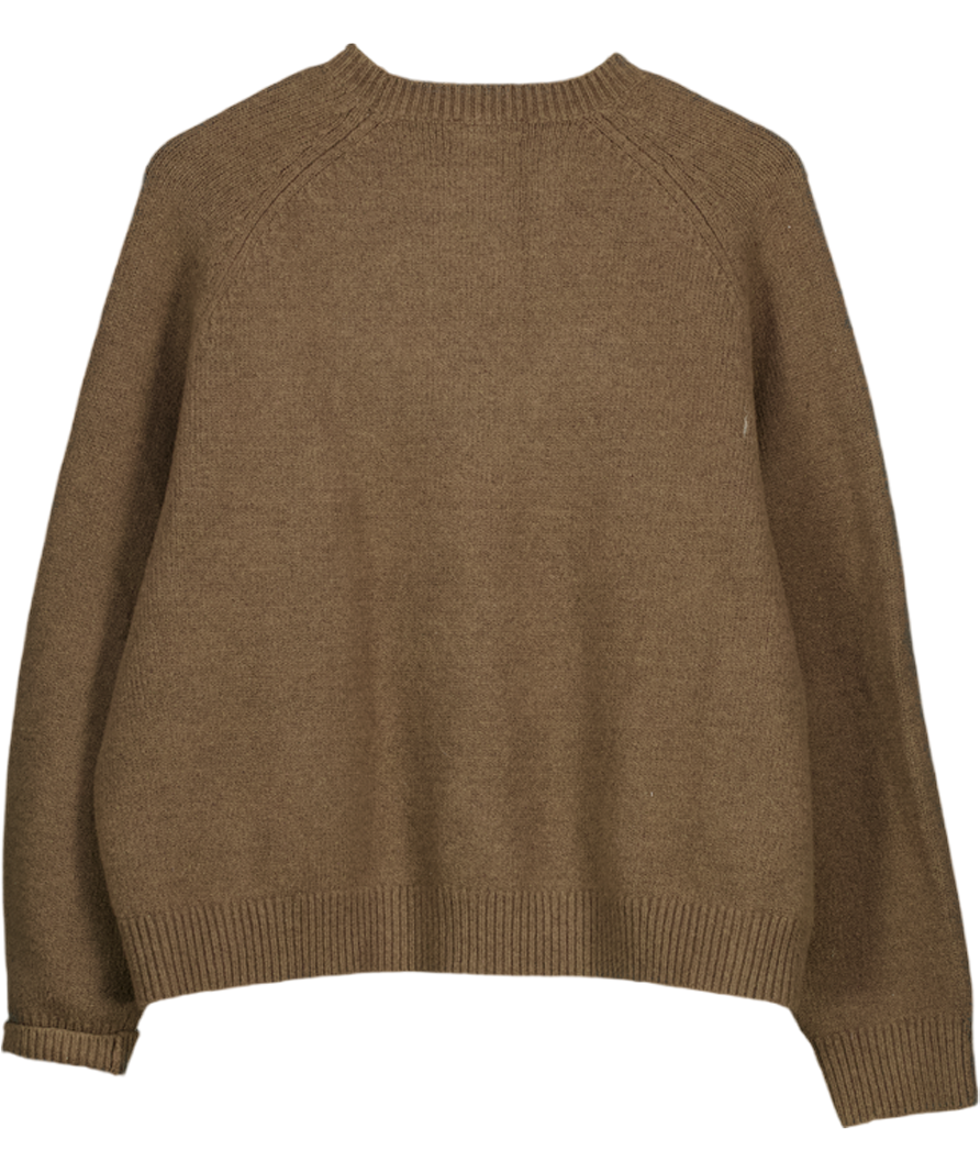 Adanola Brown Logo-intarsia Oversized Stretch-knit Jumper UK XS