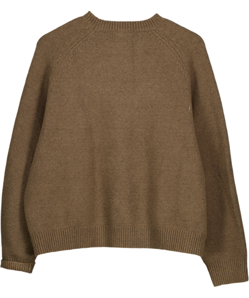 Adanola Brown Logo-intarsia Oversized Stretch-knit Jumper UK XS