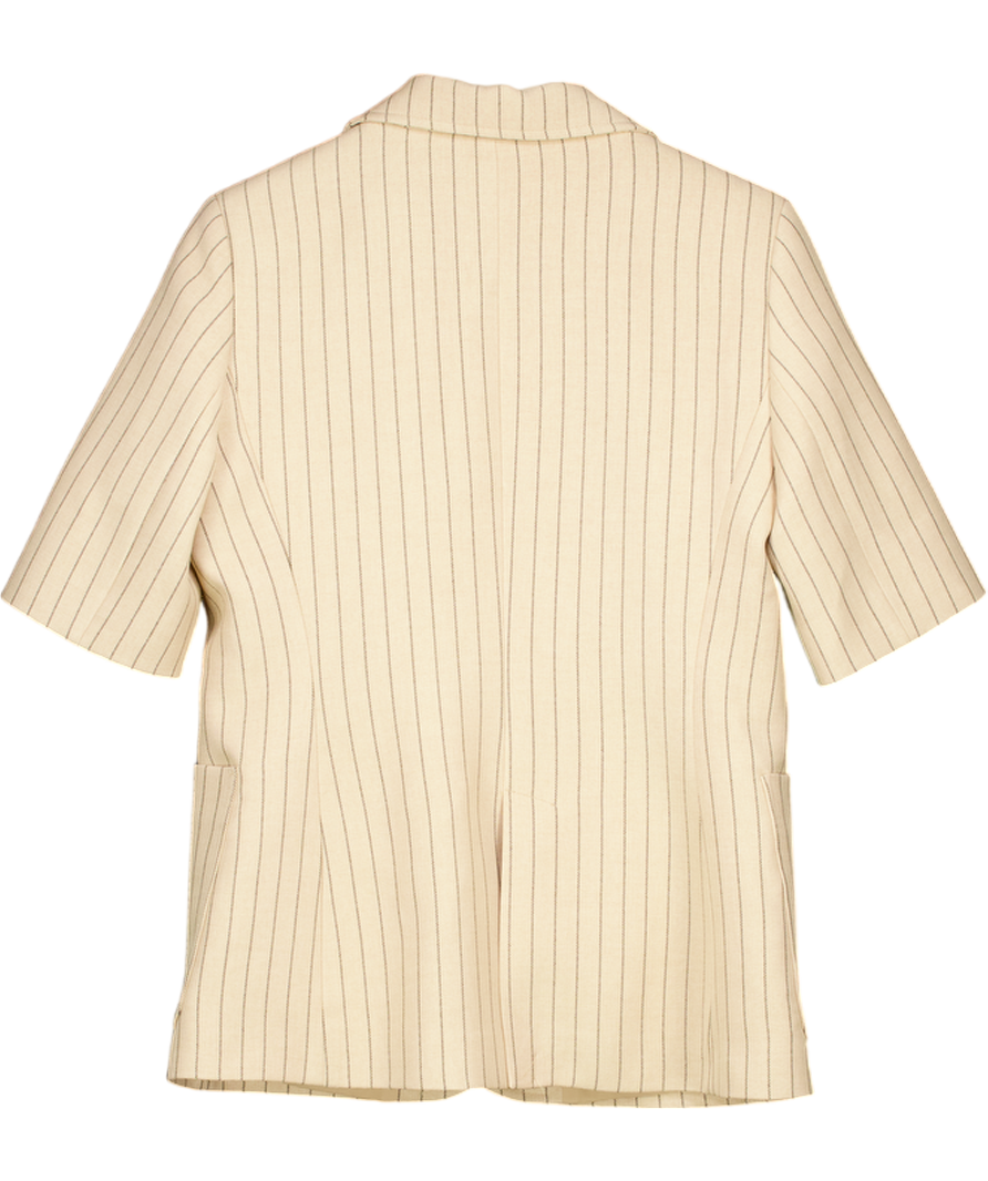 MINT VELVET Beige Pinstripe Short Sleeve Blazer UK 10