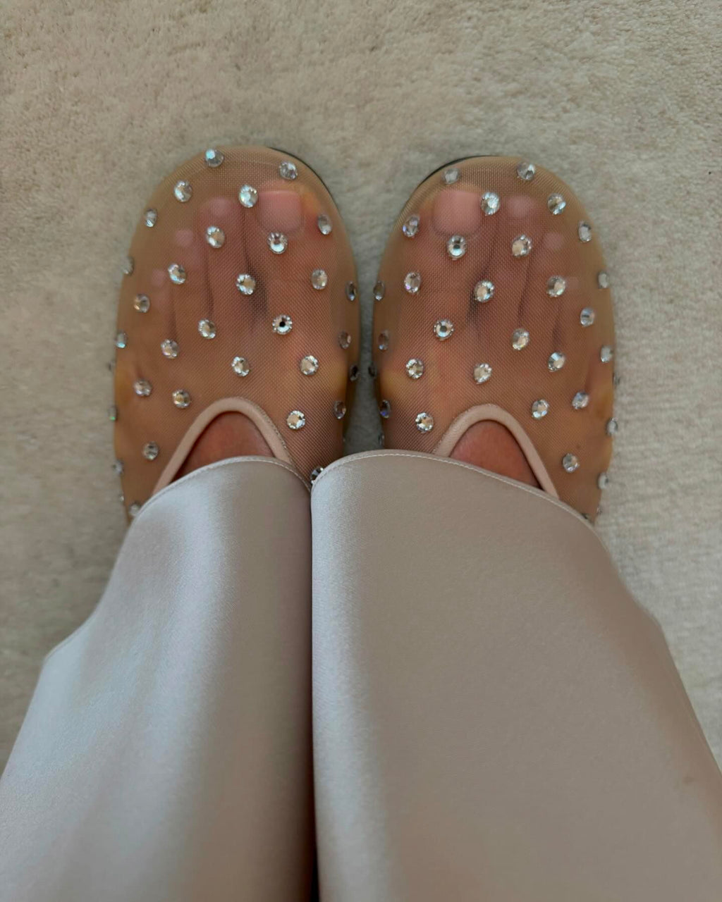 MANGO Nude Mesh Diamonte Ballerina Pumps UK 7 EU 40 👠