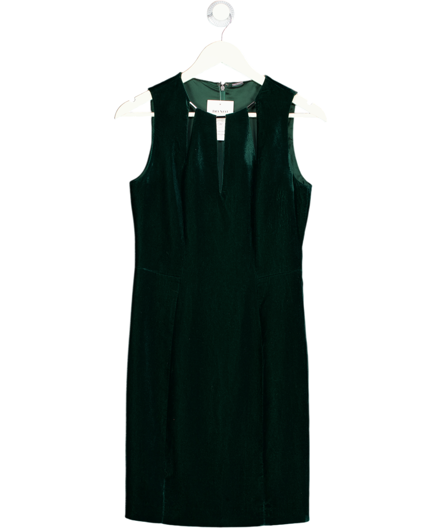 ELLIE TAHARI Dark Green Velvet Shift Dress UK 6