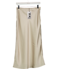 BOA Champagne Beige Satin Midi Slip Skirt UK XS