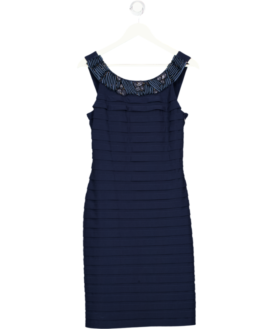 Gina Baccon Blue 1451 - Navy Beaded Dress UK 10
