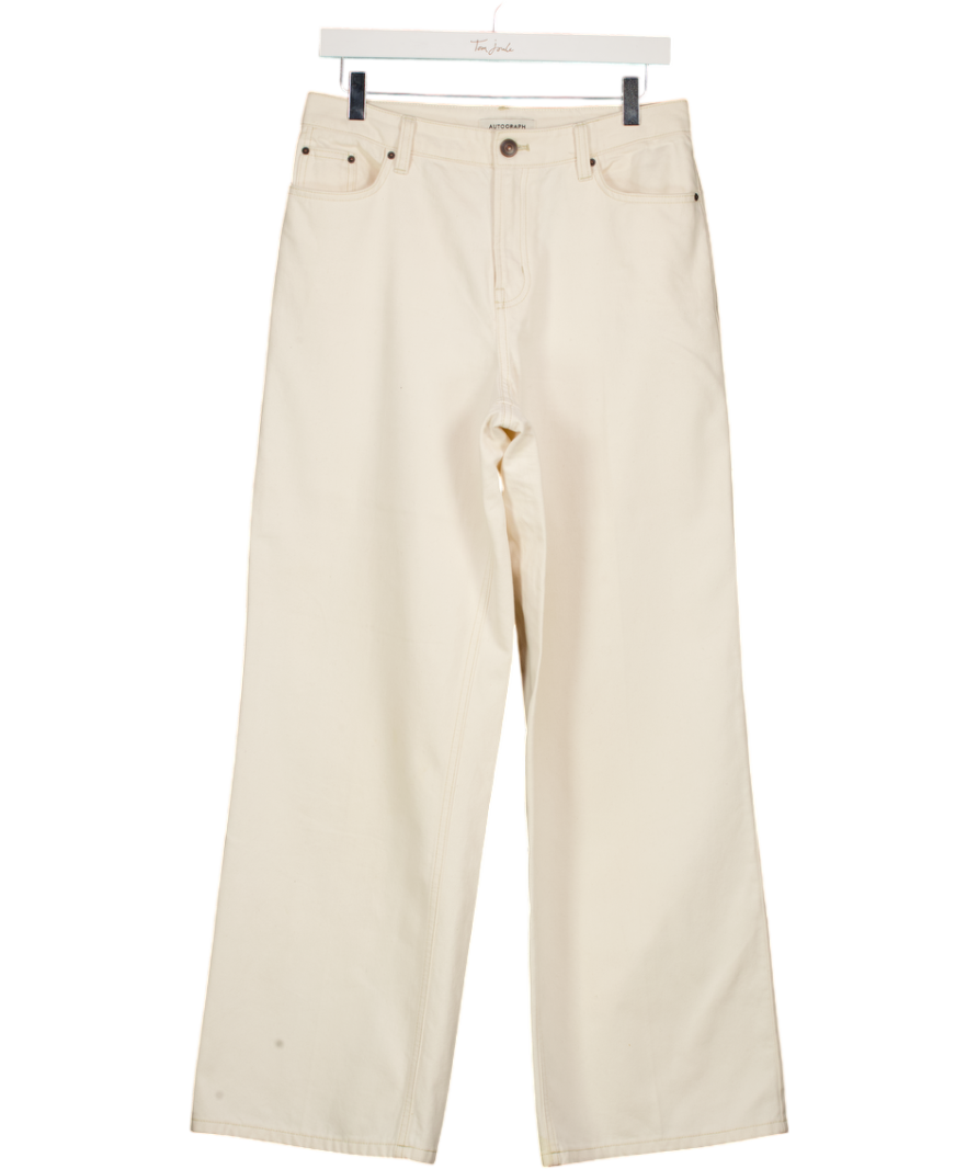 M&S Cream High Waisted Wide Leg Jeans UK 10