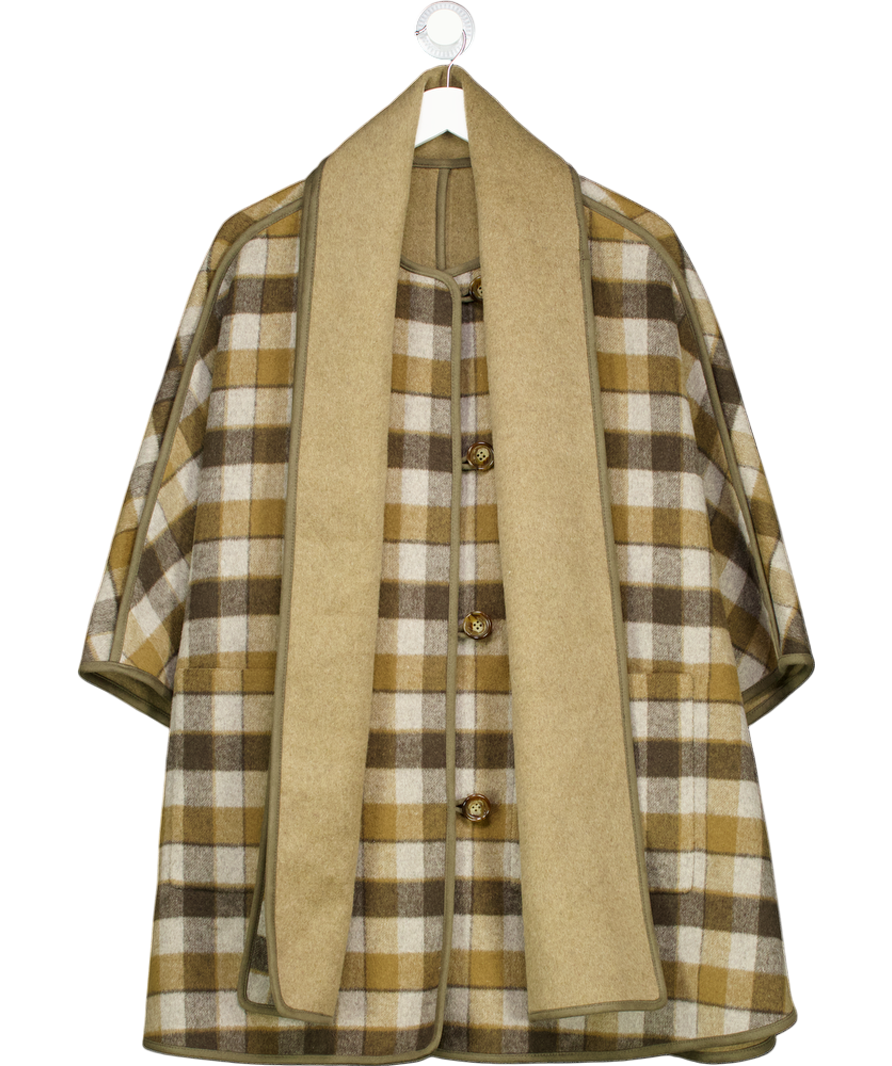 FABRIQUE Green Olive Green/ Chocolate Eila Wool Scarf Coat In Double-face Merino Wool UK S