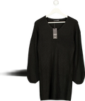 Threadbare Black V-neck Knit Jumper Dress UK 10
