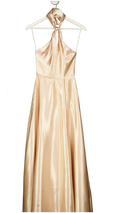 AW Bridal Beige Halterneck Satin A-line Floor Length Dress UK S