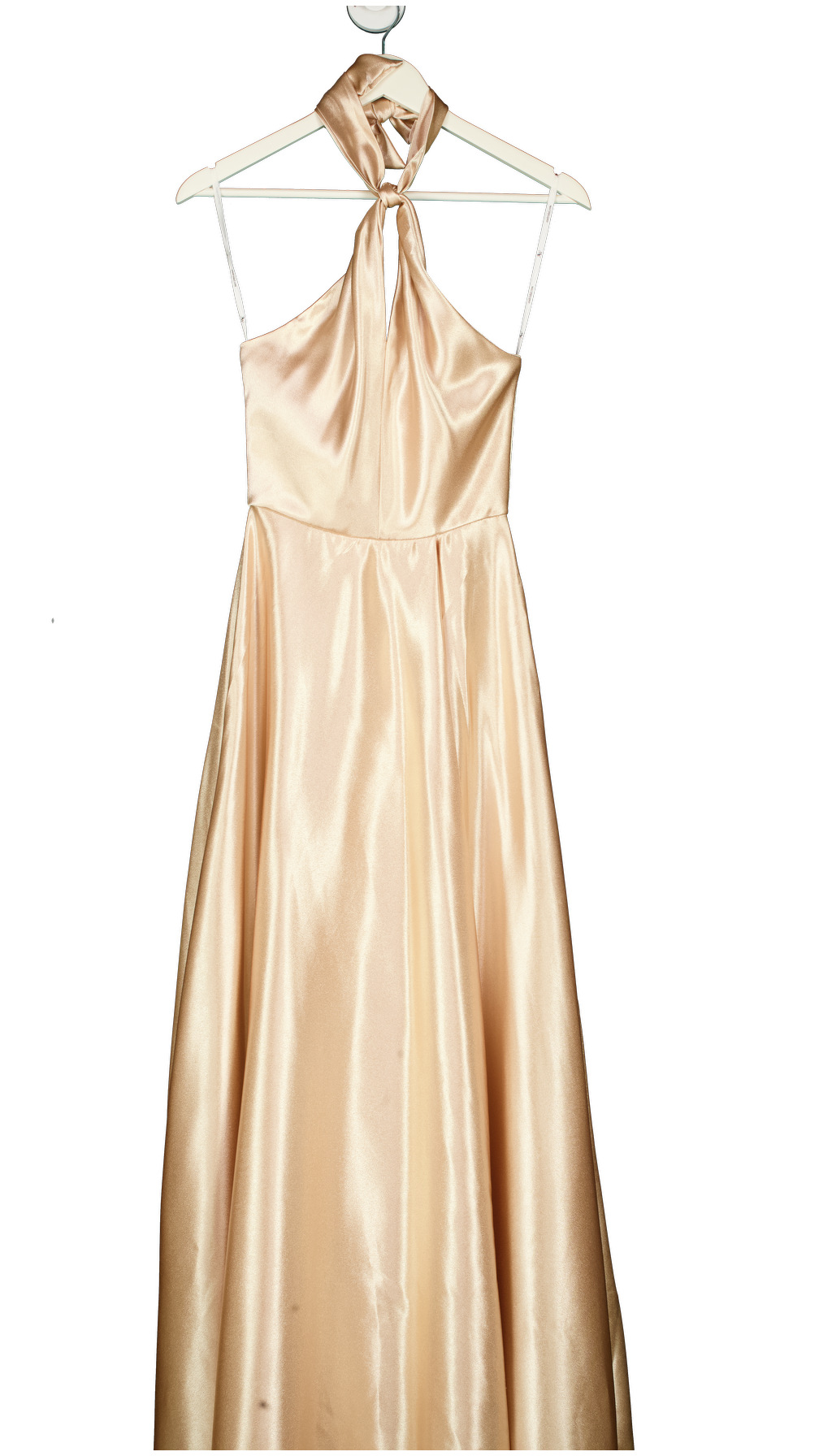 AW Bridal Beige Halterneck Satin A-line Floor Length Dress UK S