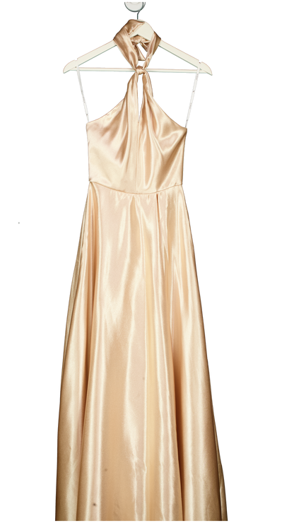 AW Bridal Beige Halterneck Satin A-line Floor Length Dress No Size