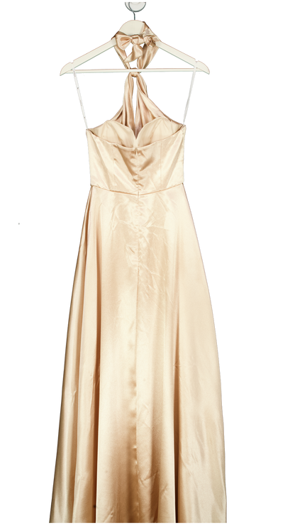 AW Bridal Beige Halterneck Satin A-line Floor Length Dress No Size