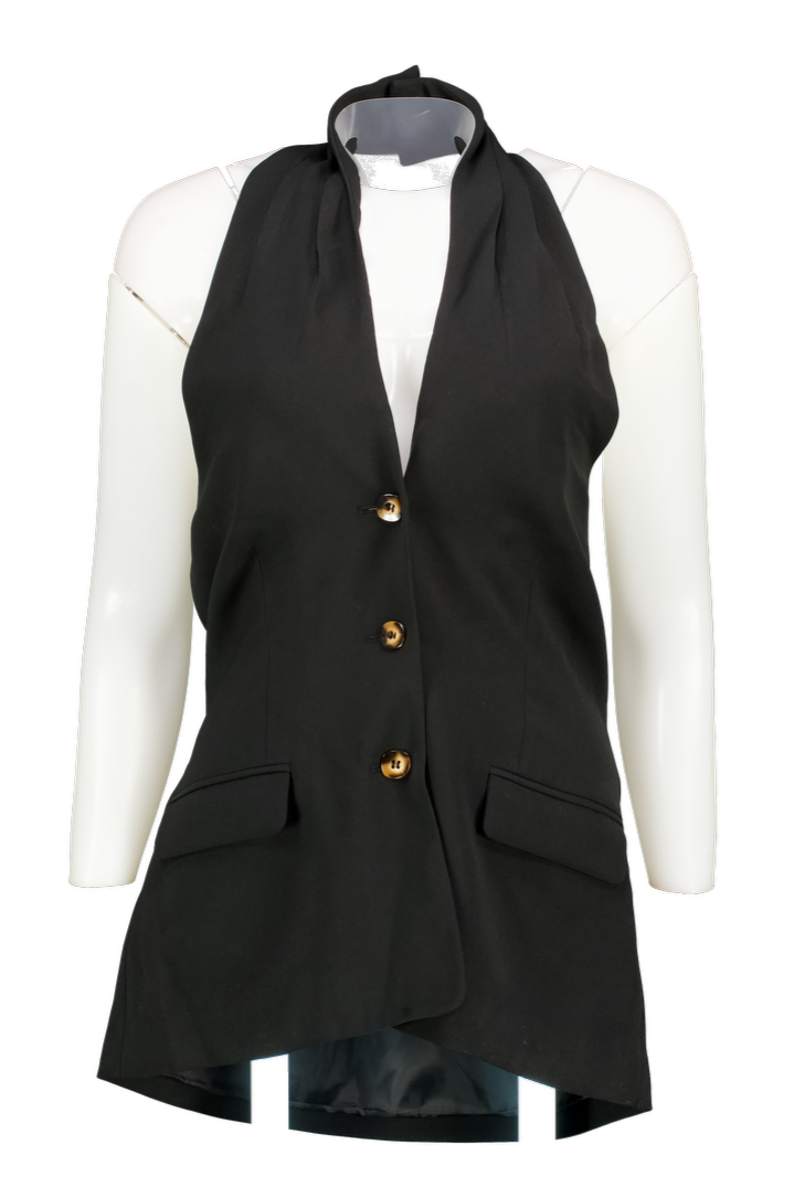 Fig & Basil Black Wrap Halterneck Waistcoat Co-ord UK 12