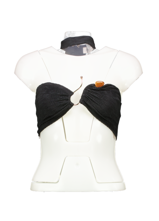 Oh Polly Cielo Hardware Detail Choker Crop Top In Black UK 8