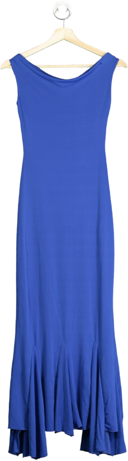 Meshki Blue Slinky Handkerchief Midi Dress UK XS