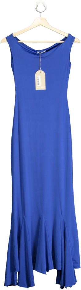 Meshki Blue Slinky Handkerchief Midi Dress UK XS