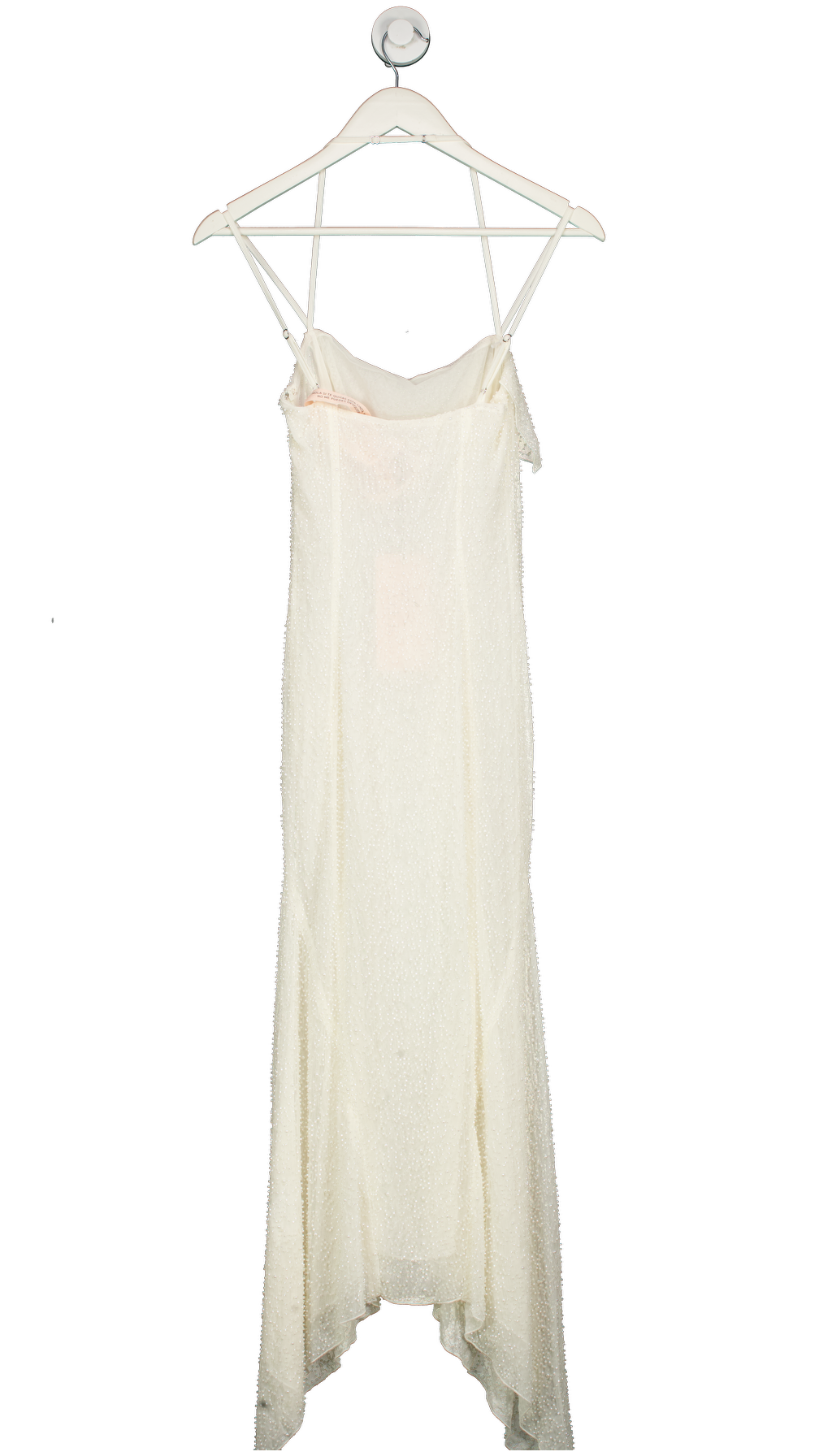 Oh Polly White Dole Embellished Hankerchief Hem Maxi Dress UK 8