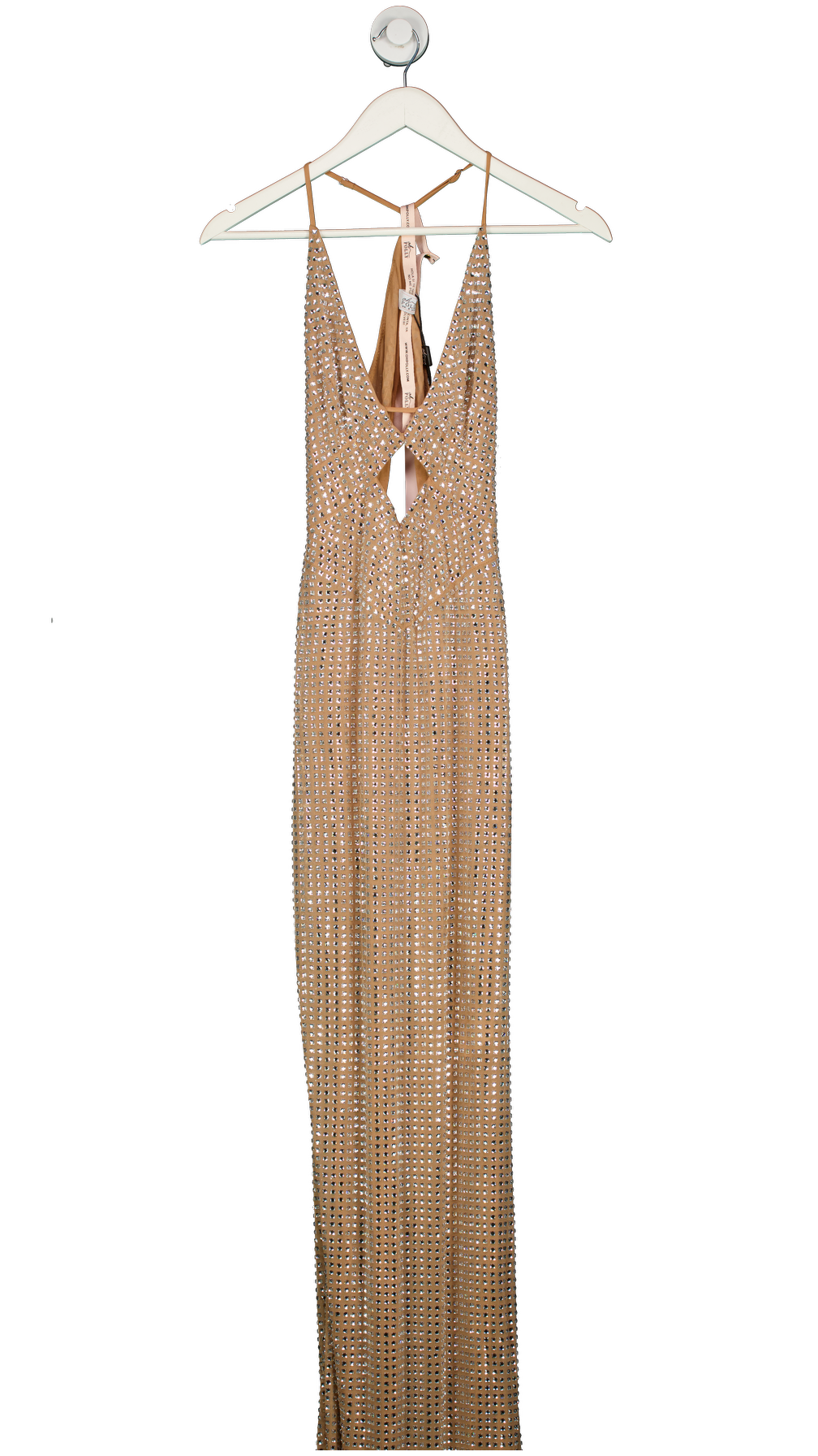 Oh Polly Nude Embellished Cut Out Maxi Dress UK 8