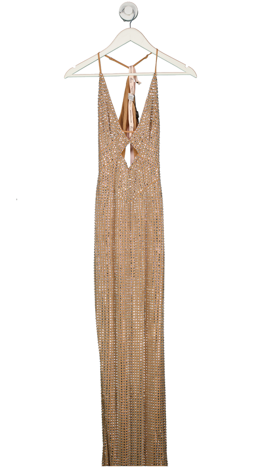 Oh Polly Nude Embellished Cut Out Maxi Dress UK 8