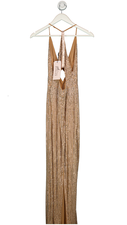 Oh Polly Nude Embellished Cut Out Maxi Dress UK 8