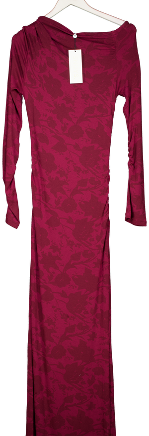 Sndys Red Asymmetric Off Shoulder Bodycon Maxi Dress UK S