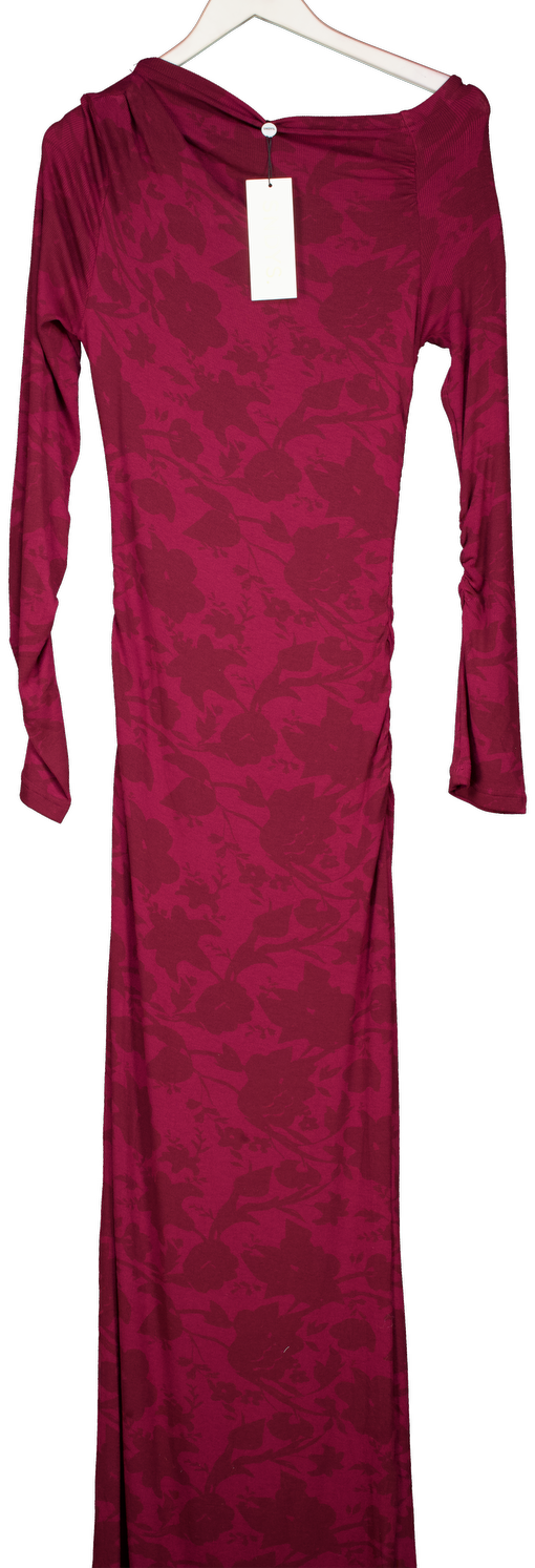 Sndys Red Asymmetric Off Shoulder Bodycon Maxi Dress UK S