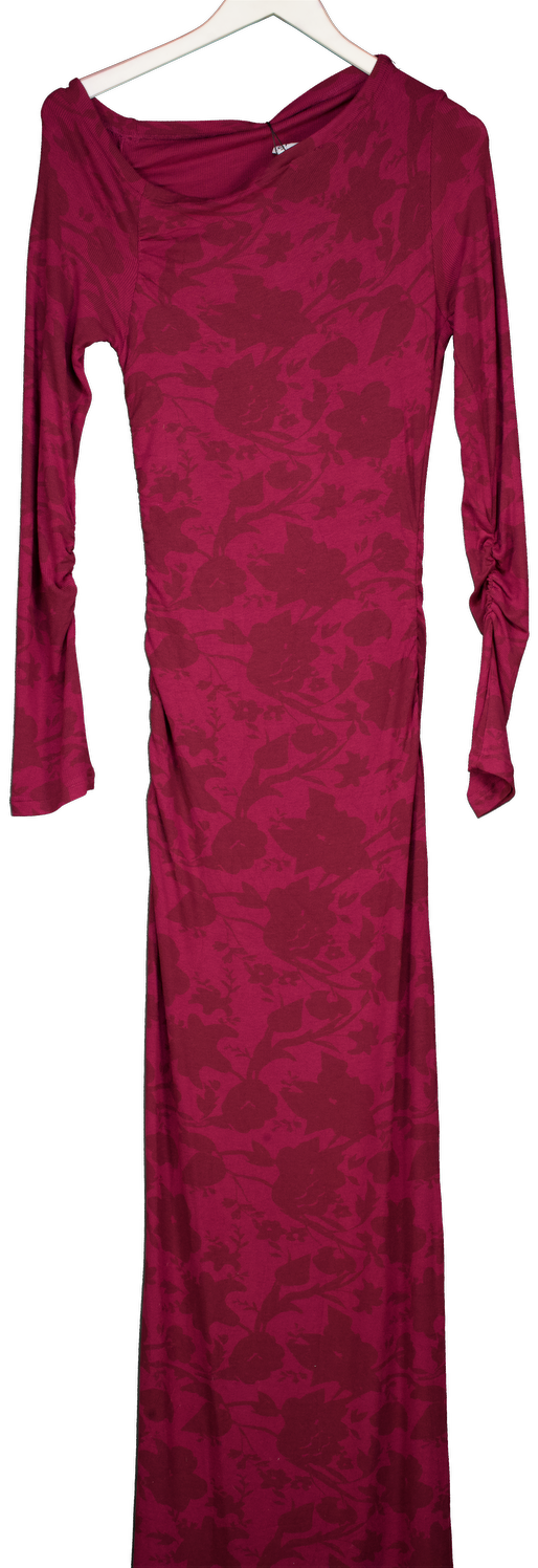 Sndys Red Asymmetric Off Shoulder Bodycon Maxi Dress UK S