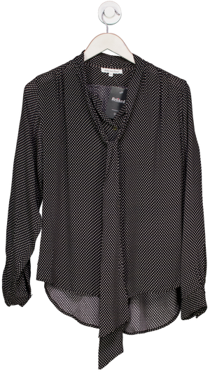 Lily & Lionel Black Back / White Polka Dot Tie Neck Blouse UK XS
