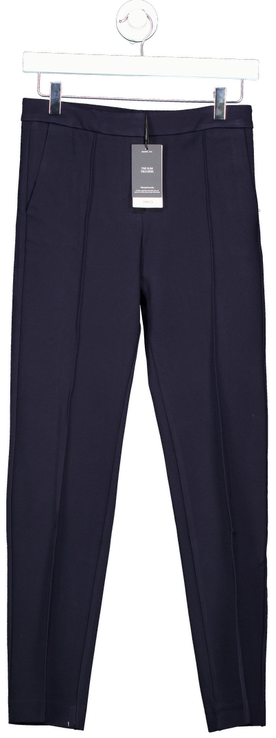MANGO Navy Blue Straight Mid-rise Tailored Trousers UK 6