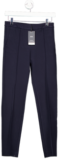 MANGO Navy Blue Straight Mid-rise Tailored Trousers UK 6