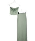 Bershka Green Seamless Co-ord Skirt Set UK XS