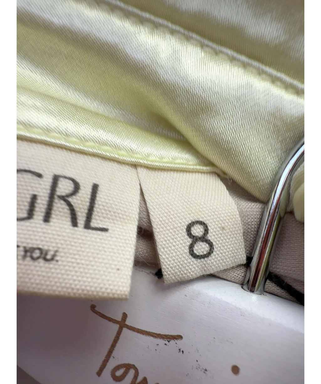 VRG GRL Yellow Colour, size UK 8 — care label