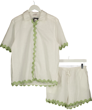 Seven Wonders Harry Set White And Green Scallop trim Co-ord Set UK 10