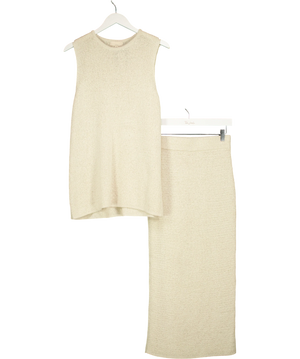 H&M Cream 2-piece Silk Blend Knit Skirt And Top Set UK S / UK XS