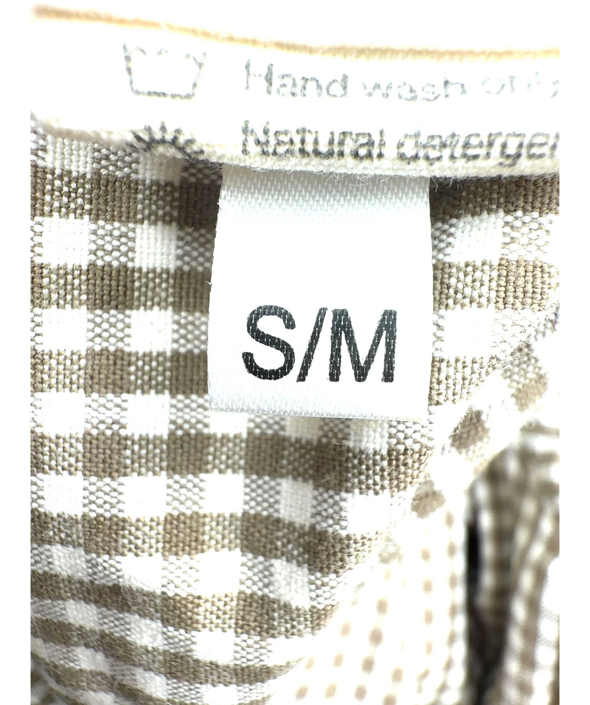 Beagle + Basset Beige Beige Gingham Relaxed Fit Co-ord, size UK S/M — care label