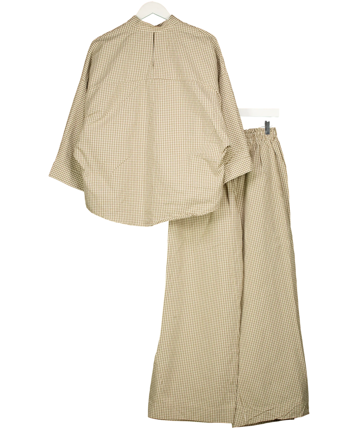 Beagle + Basset Beige Beige Gingham Relaxed Fit Co-ord, size UK S/M — back