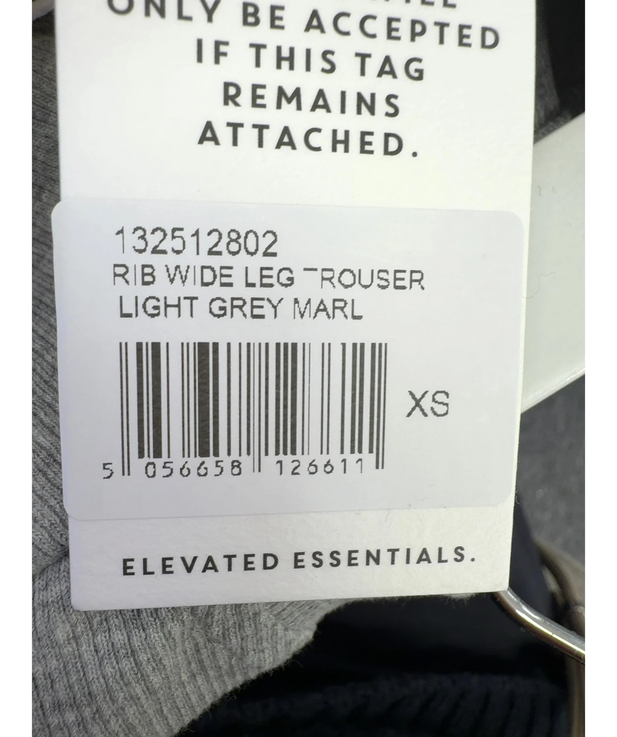 WAT. THE BRAND Grey Wide Ribbed Button Through Top & Relaxed Wide Ribbed Trouser, size UK XS — fabric detail