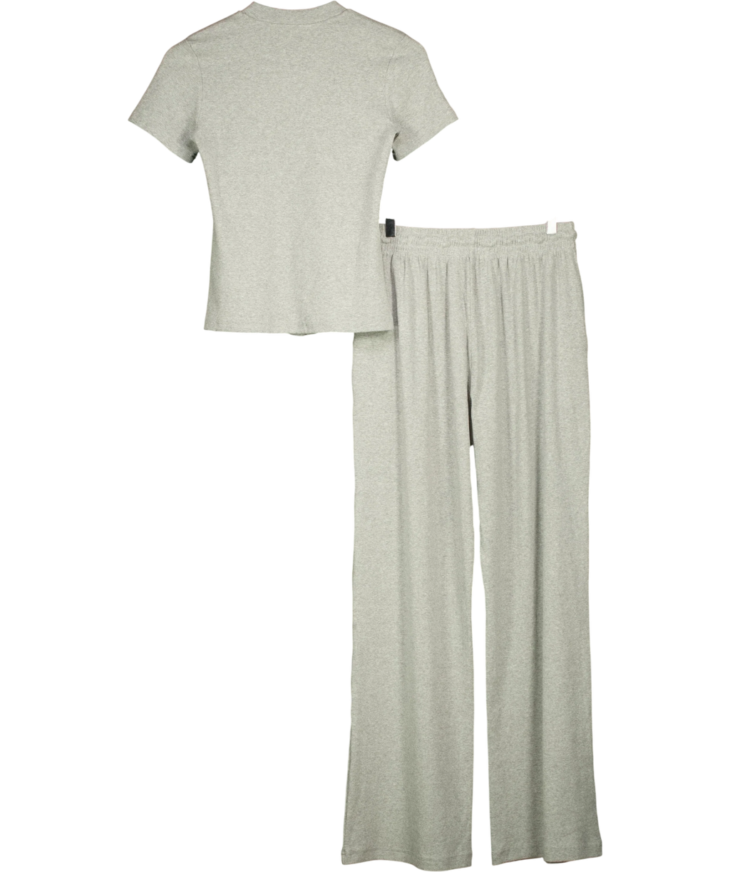 WAT. THE BRAND Grey Wide Ribbed Button Through Top & Relaxed Wide Ribbed Trouser, size UK XS — back