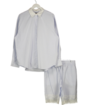 Zara Blue And White Cotton Co-ord Set UK M / UK S