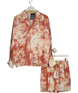 Tell Your Friends red Satin Dolman Shirt and Lounge Short, size UK M — front