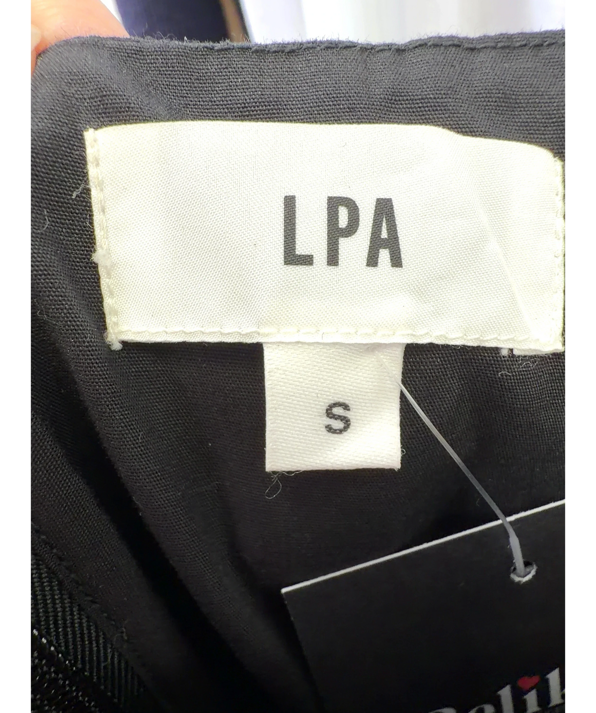 LPA Black contrast bodice and skirt midi dress, size UK S — detail