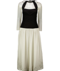 LPA Black contrast bodice and skirt midi dress, size UK S — front