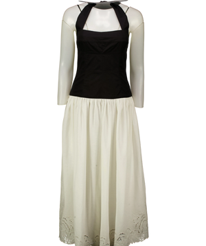 LPA  Black & White Clara Contrast Bodice And Skirt Midi Dress UK S