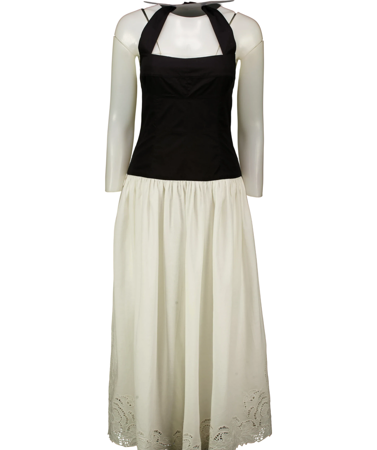 LPA Black contrast bodice and skirt midi dress, size UK S — front
