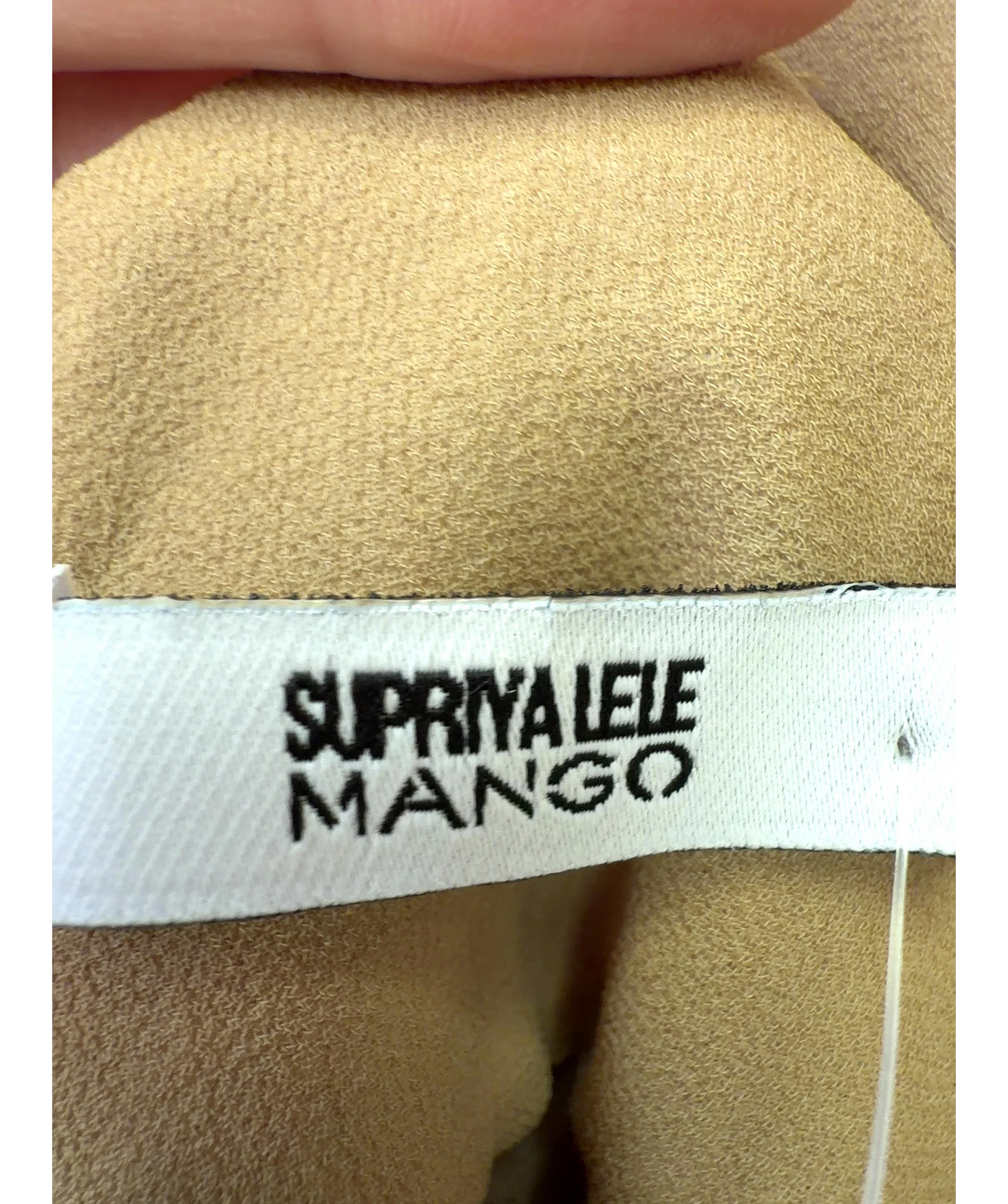 Supriya Lele x Mango Beige Long Semi-Transparent Halterneck Dress, size UK S — detail
